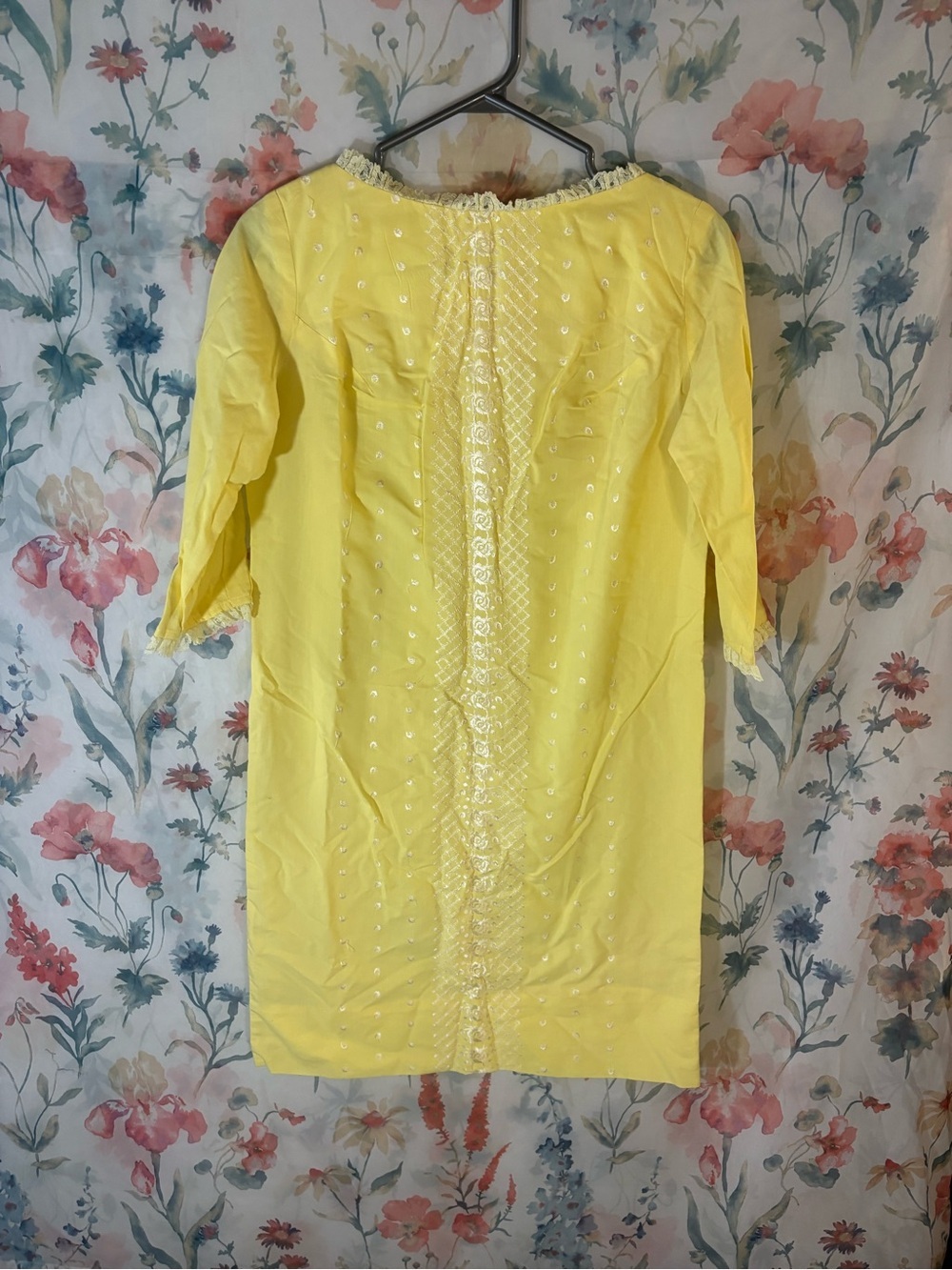 Vintage Yellow Embroidered Women’s Dress